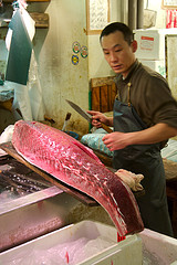 slicing tuna